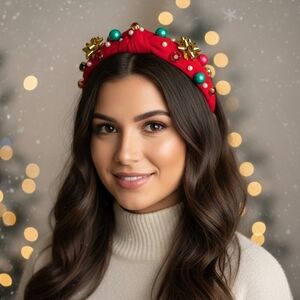Christmas Women's Festive Red Embellished Headband (New)